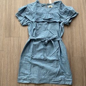 *NEW* J. Crew Chambray ruffled front dress in size 6